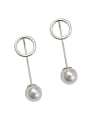 Sterling silver geometric hollow round beaded ear hook