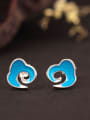 Blue Enamel Clouds Shaped stud Earring