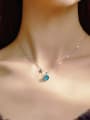 Blue imitation crystal star sweet short clavicular chain ear thread