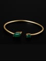 Retro style Green Jade 925 Silver Opening Bangle