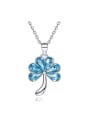 Fashion Blue Swarovski Crystals Flower 925 Silver Pendant