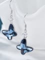 S925 Silver Blue Butterfly hook earring