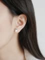 Sterling silver micro-encrusted freshwater pearl crown stud earrings