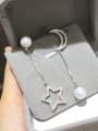 S925 Silver Shelll Pearl Star Moon Asymmetric drop earring