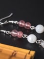 Retro style Natural Jade Water Drop 925 Silver Earrings