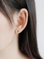 Pure silver temperament wild micro-drilled zircon earring