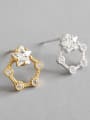 925 Sterling Silver With 18k Gold Plated Cute Star Stud Earrings