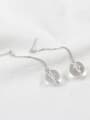 Simple Clear Crystal Ball Silver Drop Earrings