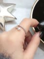 Fashion Freshwater Pearl Black Twisted-band Opening Ring