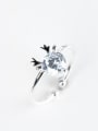 Fashion Cubic Zircon Little Deer Antler 925 Silver Opening Ring