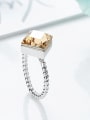 Simple Cubic Yellow Swarovski Crystal 925 Silver Ring