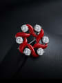 Simple Cubic Zircon Red Enamel Brooch