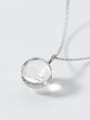 S925 Silver Necklace Pendant female fashion circular dandelion Necklace sweet temperament clavicle chain female D4309