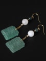 Retro style Natural Jades 925 Silver Earrings