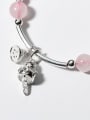 Cute Cat Shaped Pink Crystals S925 Silver Bracelet