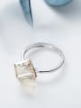 Simple Cubic Swarovski Crystal Silver Ring