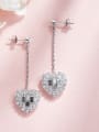 Fashion Heart Swarovski Crystals-covered 925 Silver Stud Earrings