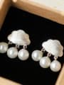 S925 silver fashion drawing cloud shell pearl drop earring