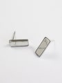 Simple Rectangular Stones Silver Stud Earrings