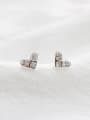 Tiny Heart Cubic Zircon Silver Stud Earrings