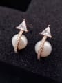 Personalized Freshwater Pearl Geometrical stud Earring