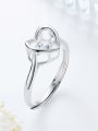 Fashion Cubic Rotational Zircon Heart 925 Silver Ring