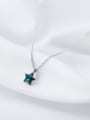 Elegant Blue Star Shaped Zircon S925 Silver Necklace