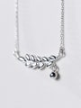 Elegant Leaf Shaped Tiny Bead S925 Silver Necklace