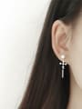 Fashion White Artificial Pearl Cubic Zircon Cross Silver Stud Earrings