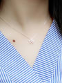 Simple Cubic Zircon-studded Snowflake Silver Necklace