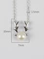 Pure Silver Natural Freshwater Pearl Christmas antlers Necklace