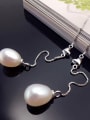 Simple Freshwater Pearl Heart-shaped threader earring