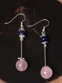 Natural Pink Stones Hook Earrings