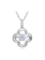 Simple Hollow Four-leaf Clover Rotational Zircon 925 Silver Pendant