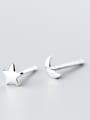 All-match Moon And Star Shaped S925 Silver Stud Earrings