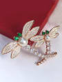 Freshwater Pearl Dragonflies Zircon Brooch