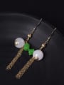 Temperament Ntural White Jade Hook Earrings