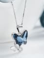 Fashion Blue Butterfly Swarovski Crystal 925 Silver Necklace
