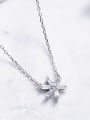 Simple 925 Silver Zirconias Flower Necklace