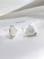 925 Sterling Silver Classic Heart shell Stud Earrings