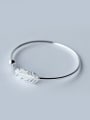 S925 Silver Artistical Feather Adjustable Opening Bangle