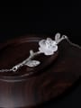 Retro style Natural Crystal Flower Leaves Pendant 925 Silver Necklace