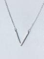 S925 silver V shape zircon clavicle necklace