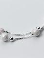 S925 silver matte smooth balls fashion double chain bracelet