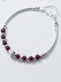 Simple garnet 925 silver bracelet