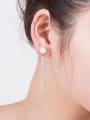 Fashion Freshwater Pearl Zircon Drop threader earring