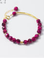 S925 silver  Rose red tiger eye Golden bracelet