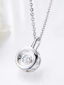 Simple Little Hollow Round Cubic Rotational Zircon 925 Silver Pendant