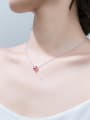 Simple Red Zircon Love 925 Silver Necklace