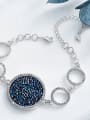 Fashion Hollow Round Blue Swarovski Crystals Copper Bracelet